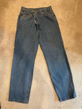 Parke Crossover Baggy Denim Jeans - Mid Blue Wash
